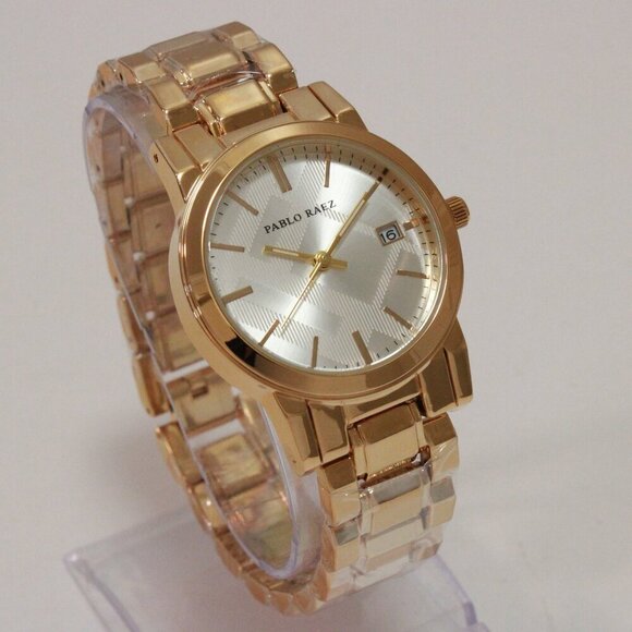 Ladies Quartz Fashion Watch Gold Tone Silver Dial 34mm - Picture 2 of 13